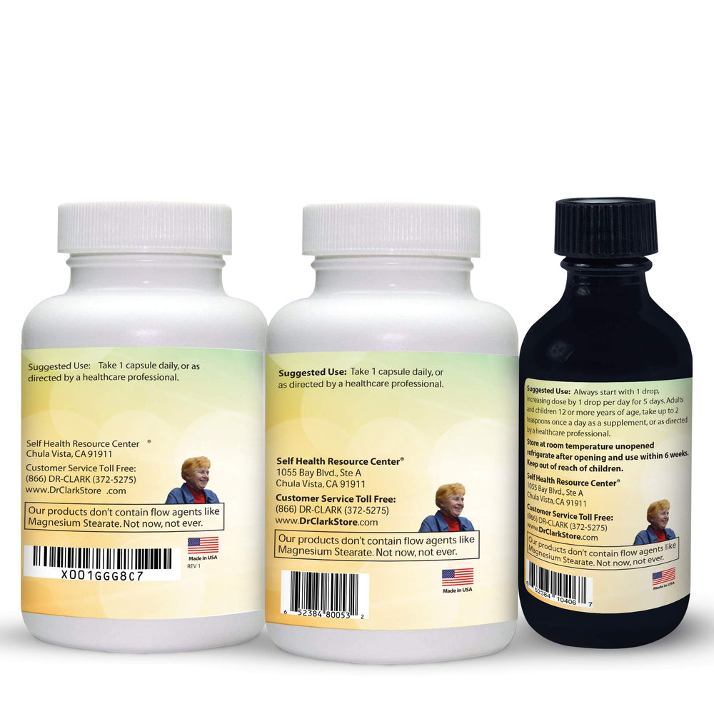 Dr Clark Store black walnut tincture bottle showcases a fresh plant-based extract.