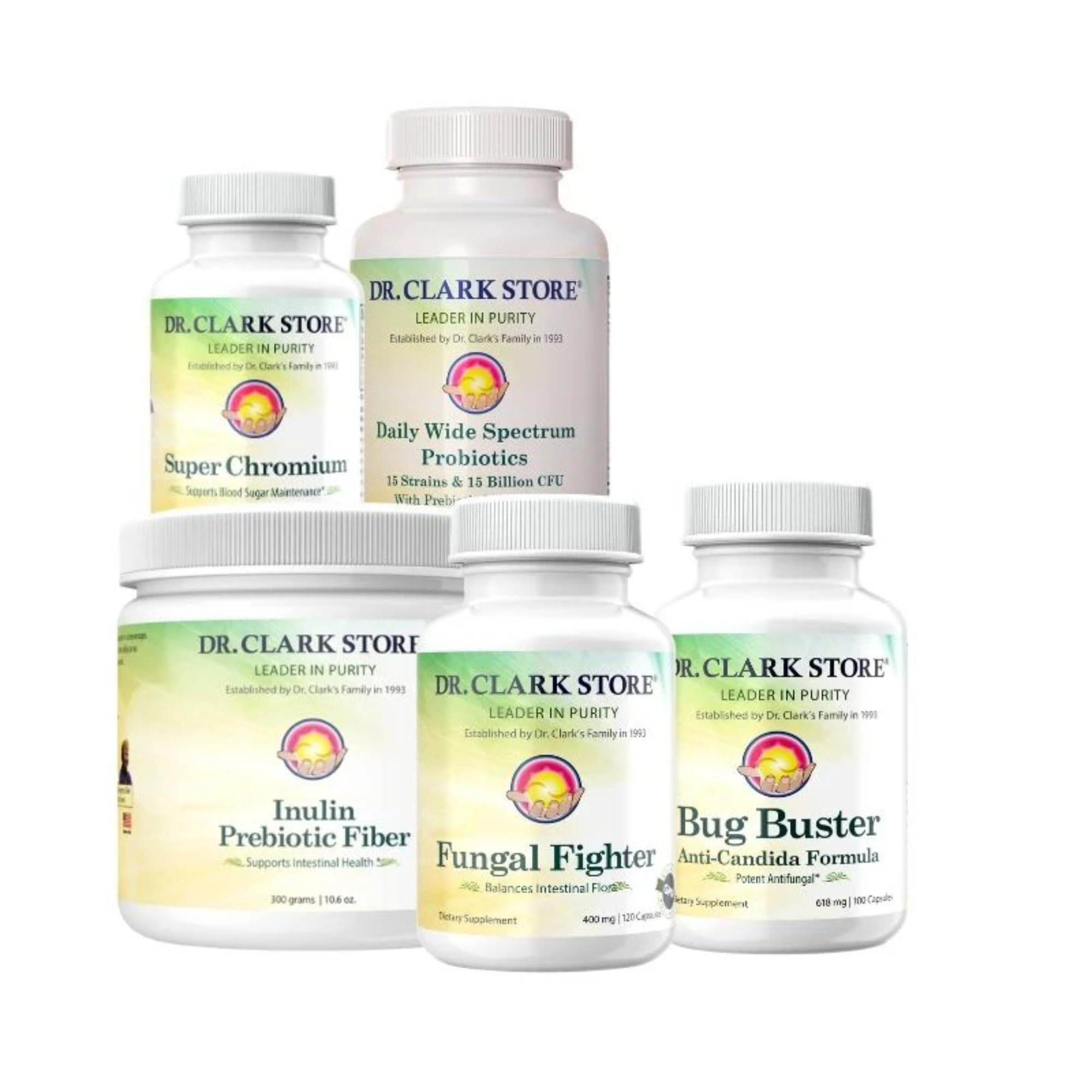 Dr Clark Store Bug Buster capsules bottle for daily gut wellness.