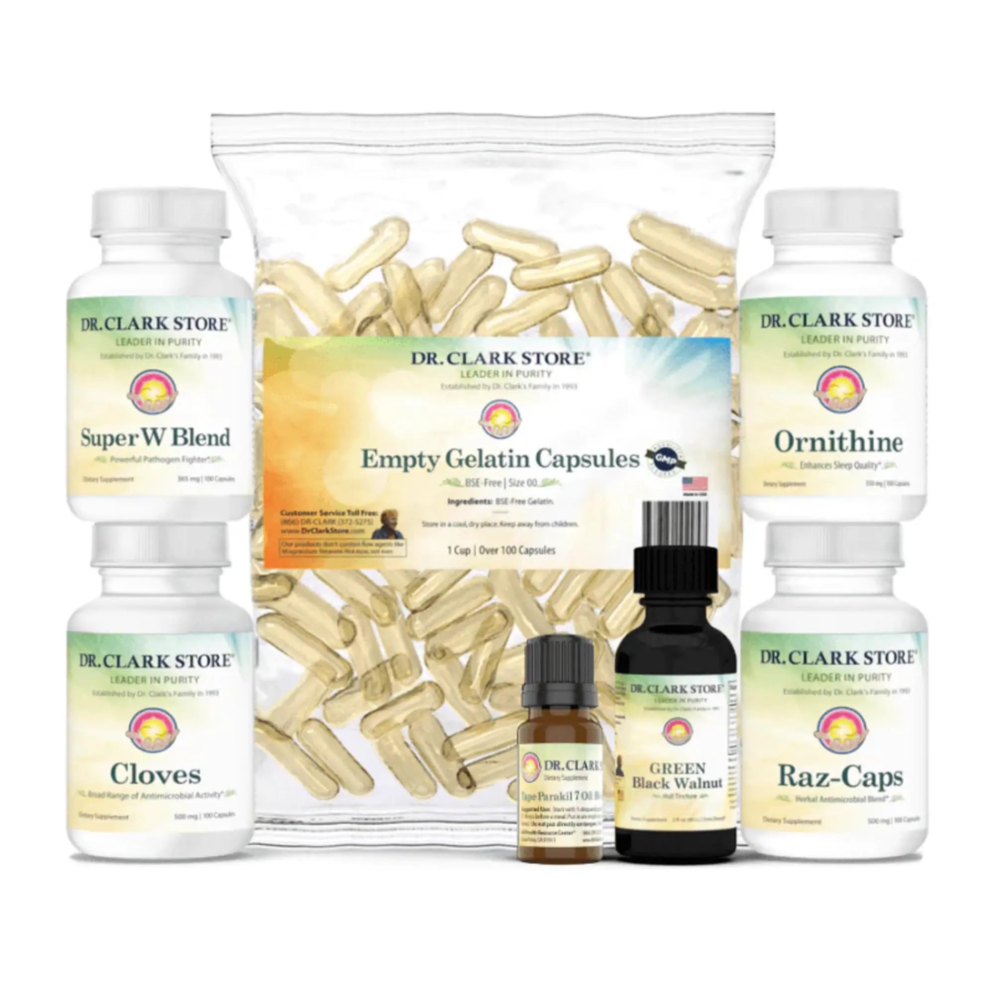Dr Clark Store Cloves Wormwood Black Walnut Plus bottle showing the blended formula for daily support