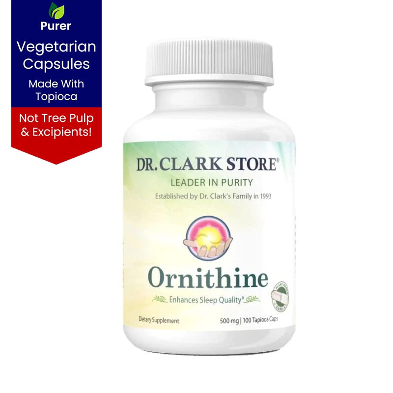 Dr Clark Store Ornithine capsules close-up, emphasizing vegan capsules.