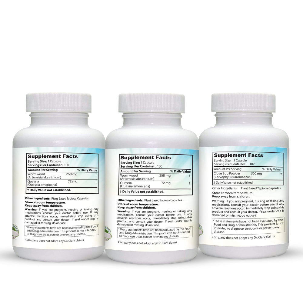 Dr Clark Store wormwood herb capsules designed for digestive aid.
