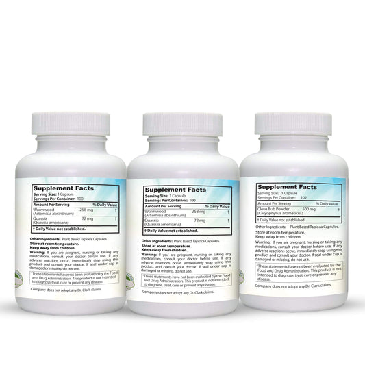 Dr Clark Store wormwood herb capsules designed for digestive aid.