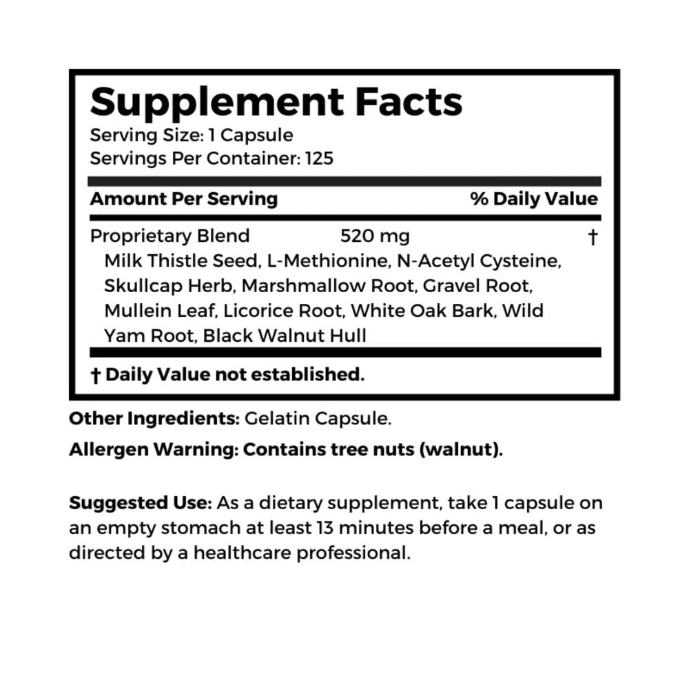 Bottle pouring capsules from Dr. Clark's Quick Liver Cleanse for easy use.