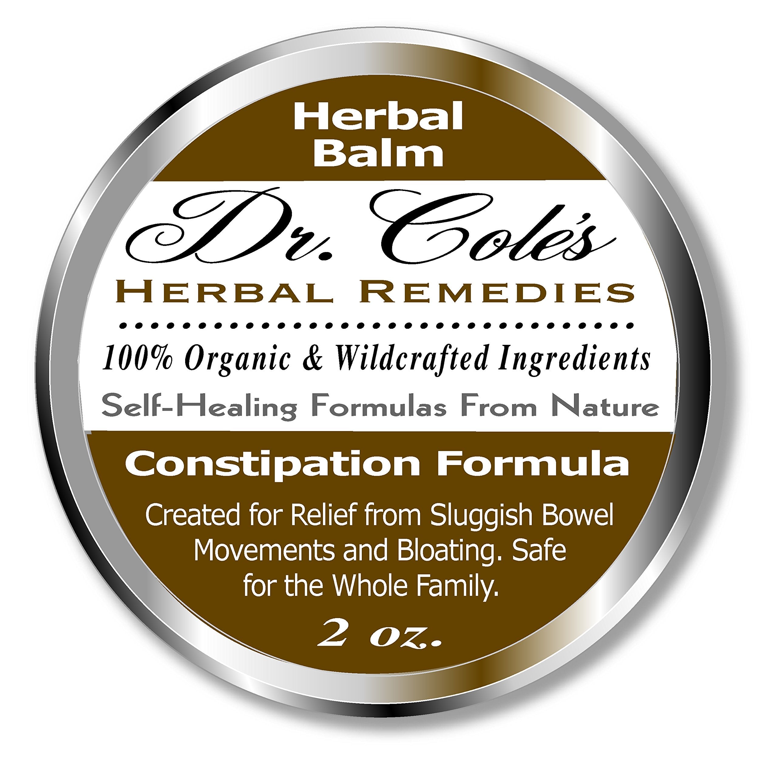 Dr. Cole's Constipation Balm jar for gentle abdominal comfort.