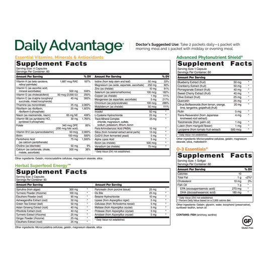 Dr. David Williams Daily Advantage immune-support packets with fresh fruit nearby
