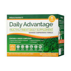 Dr. David Williams Daily Advantage multi-nutrient packets on a clean surface