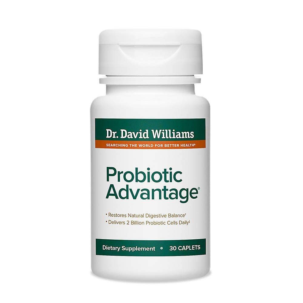 Dr. David Williams Probiotic Advantage caplet promoting digestive balance and everyday gut support.