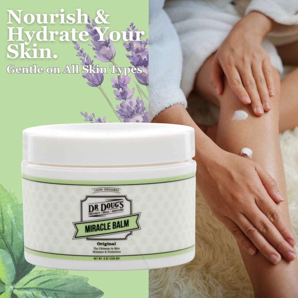 Dry heel care with Dr. Doug's balm for non-greasy finish