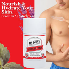 Dr. Doug's Recovery Balm packaging reflects USA-made, eco-friendly quality.