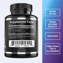 Dr. Emil's ARGININE Plus bottle label close-up highlighting L-Arginine and Citrulline.