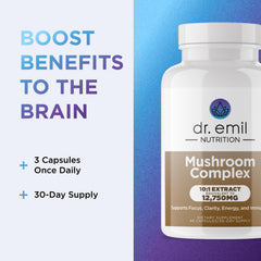 DR. EMIL NUTRITION 10 Mushroom capsule close-up showing texture and quality