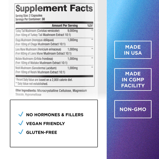 DR. EMIL NUTRITION Elite Turkey Tail capsules close-up for convenient daily use.
