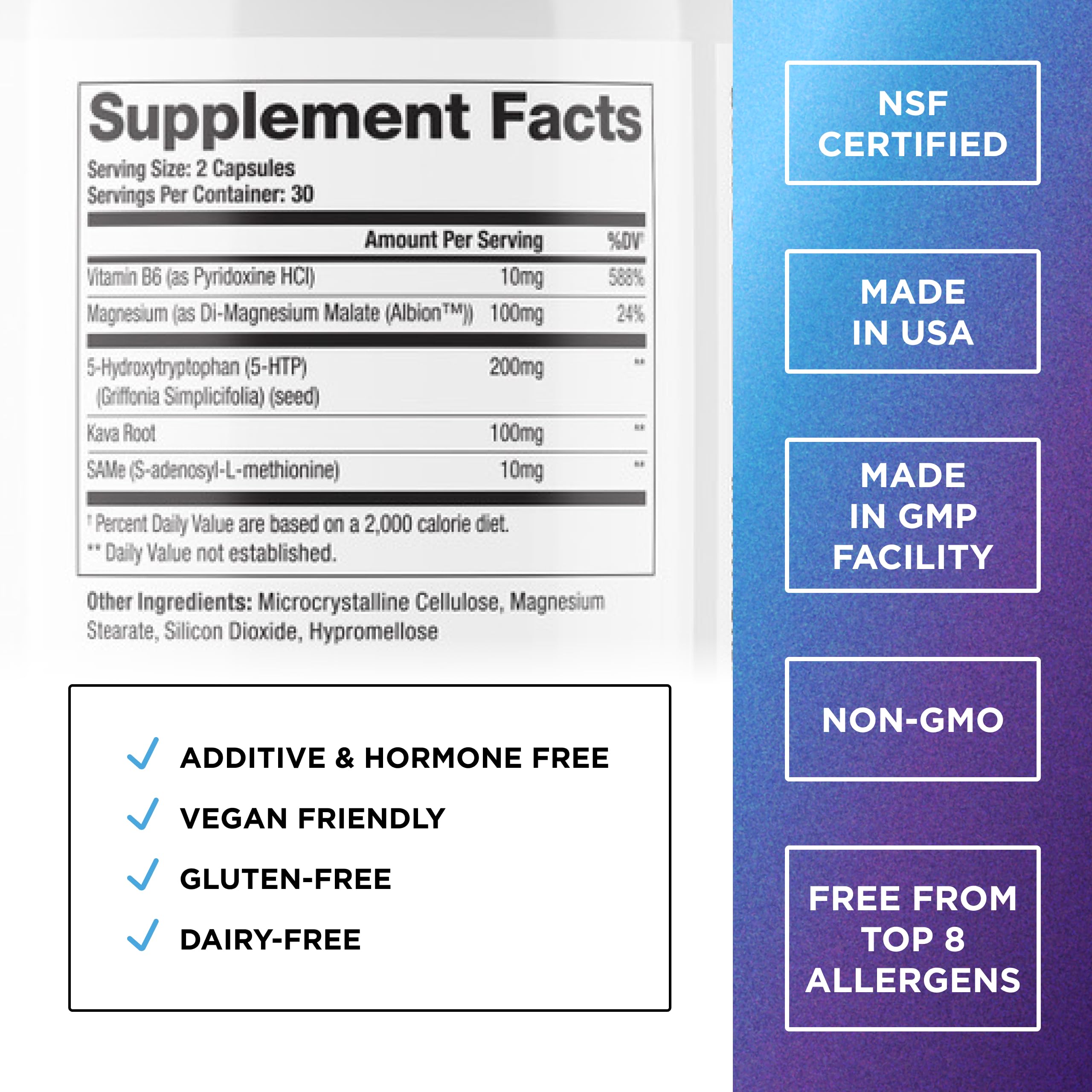 DR. EMIL NUTRITION Elite 5-HTP capsules close-up for nightly use.