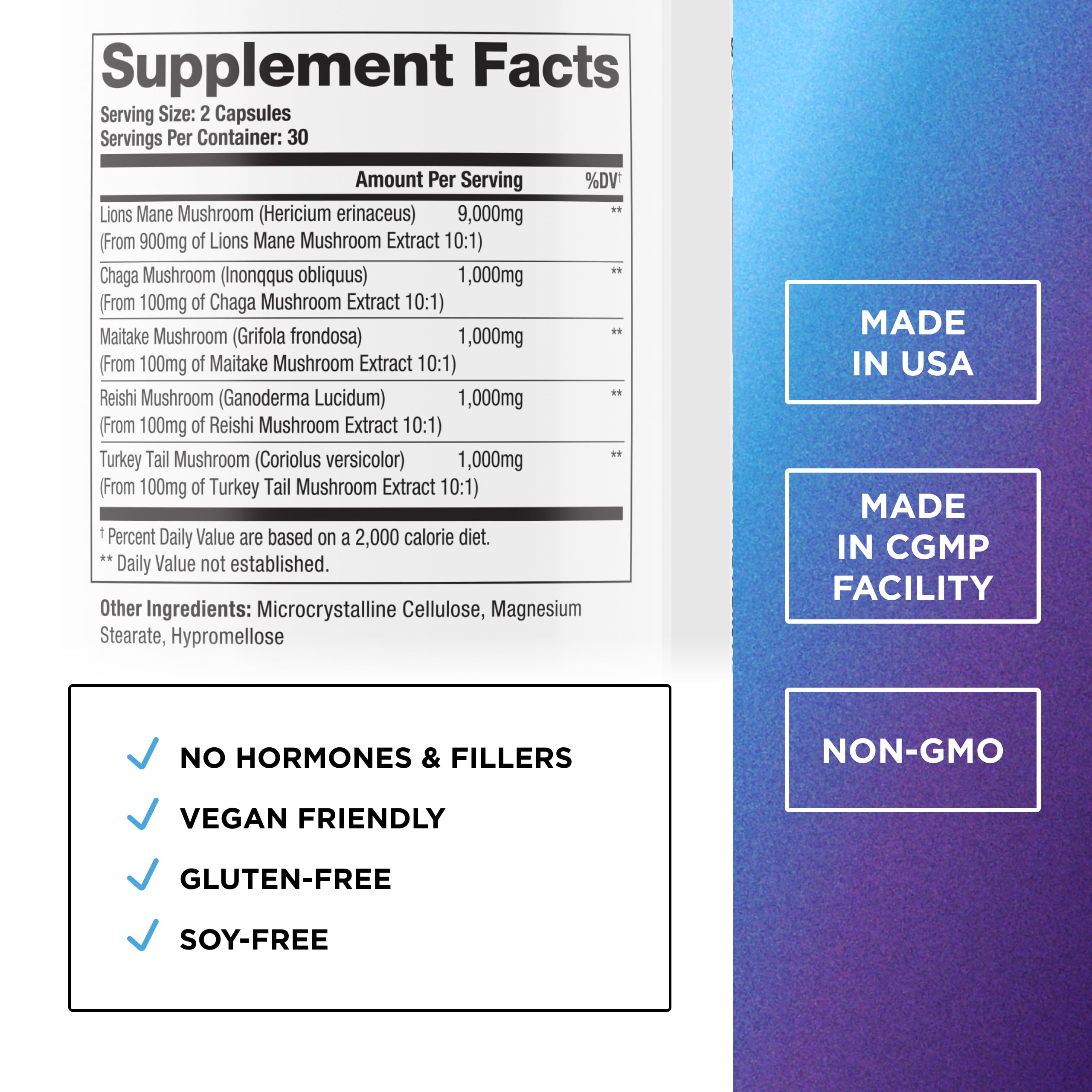DR. EMIL NUTRITION Lions Mane capsules close-up for focus and mental clarity.
