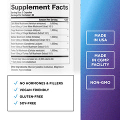 DR. EMIL NUTRITION Lions Mane capsules close-up for focus and mental clarity.