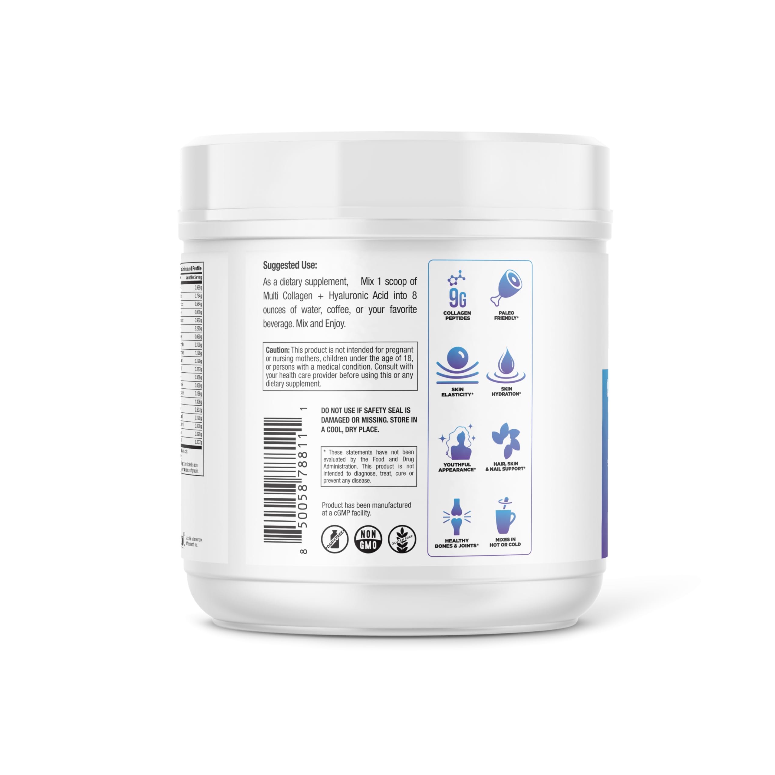 DR. EMIL NUTRITION Multi Collagen Plus pumpkin pour shows powder dissolving smoothly in liquid.