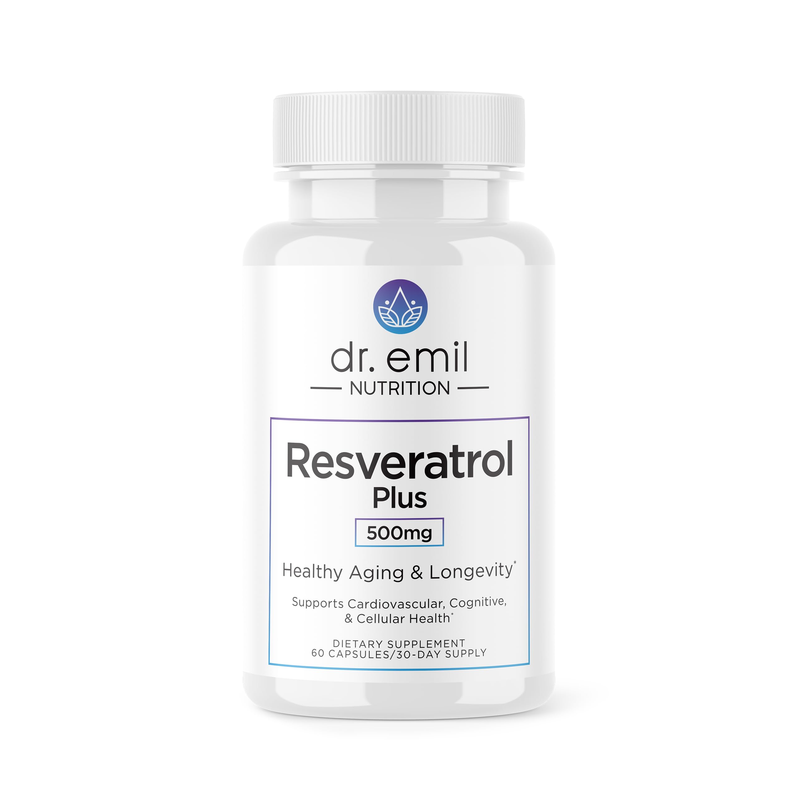 DR. EMIL NUTRITION Resveratrol bottle front view for healthy aging support