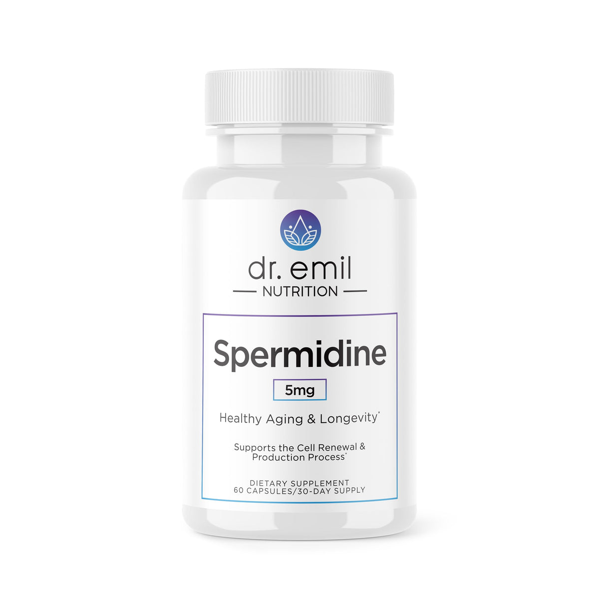 DR. EMIL NUTRITION Spermidine bottle with capsules supporting cellular vitality.