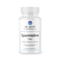 DR. EMIL NUTRITION Spermidine bottle with capsules supporting cellular vitality.