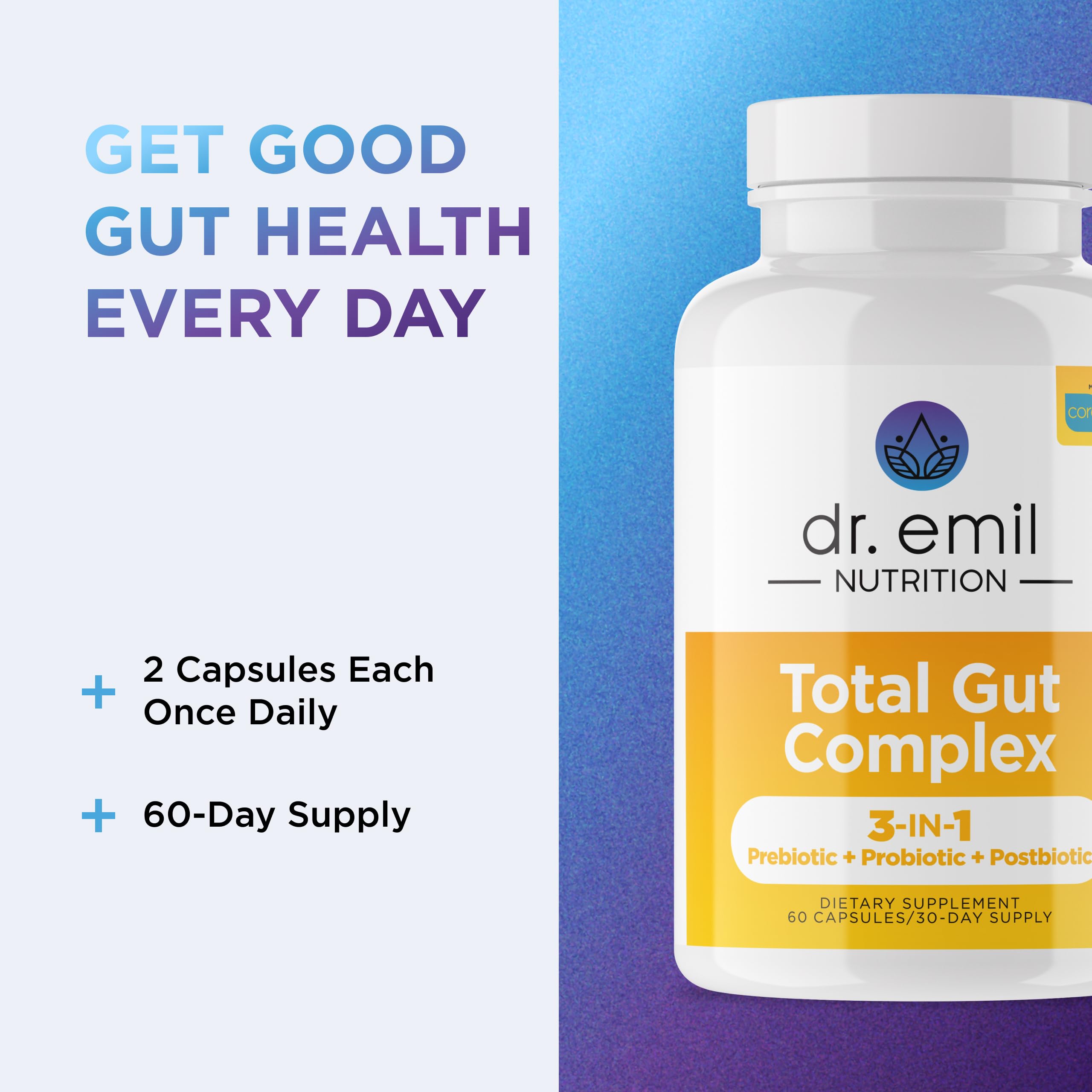 DR. EMIL NUTRITION Total Gut Health Complex two-capsule routine