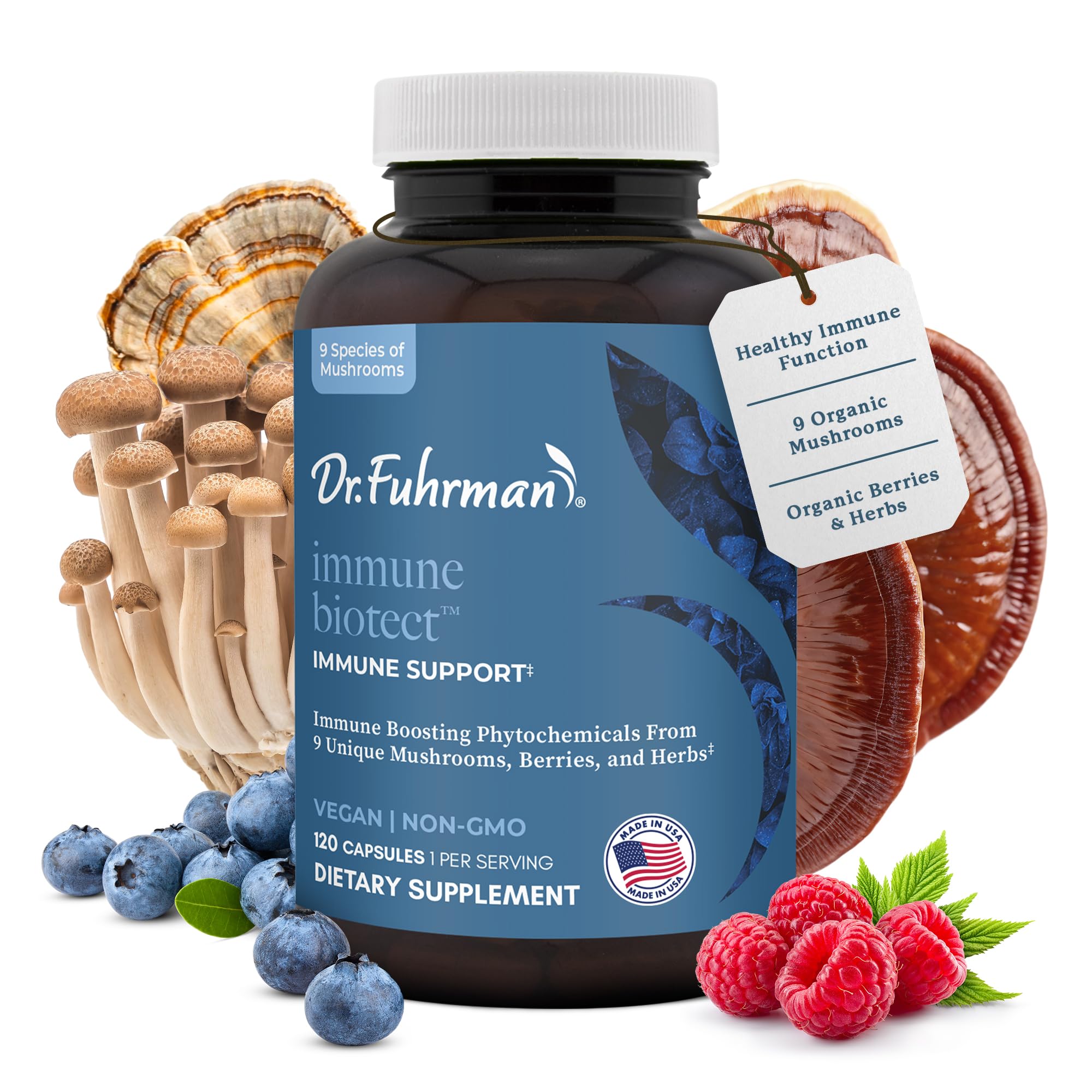 Dr. Fuhrman immune support bottle front highlighting organic ingredients for daily resilience