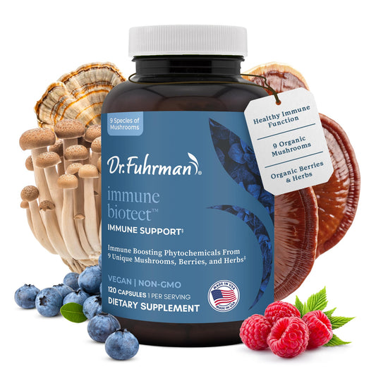 Dr. Fuhrman immune support bottle front highlighting organic ingredients for daily resilience