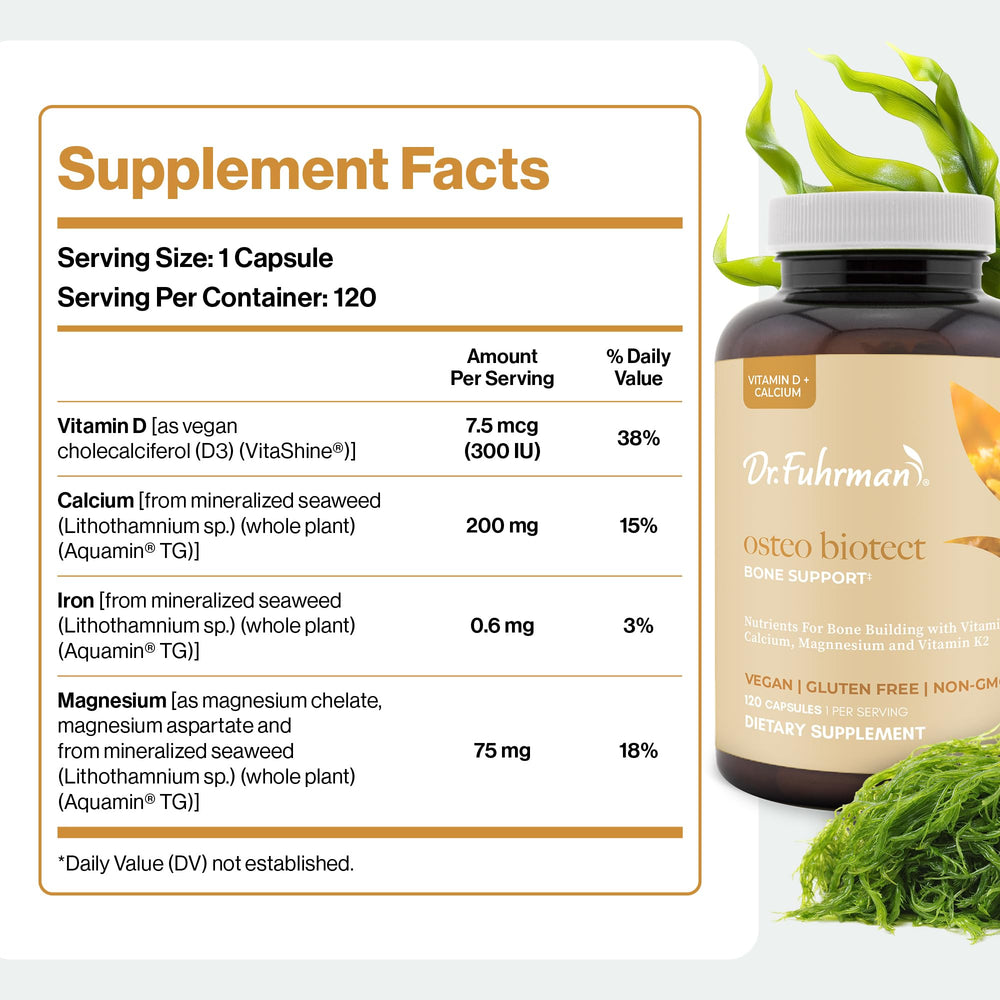 Dr. Fuhrman Osteo absorption boost image suggests improved mineral uptake.