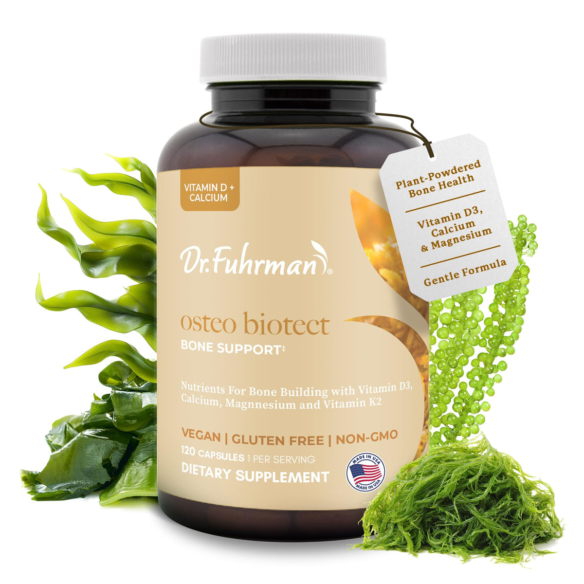 Dr. Fuhrman Osteo bottle pour for easy daily bone health support.