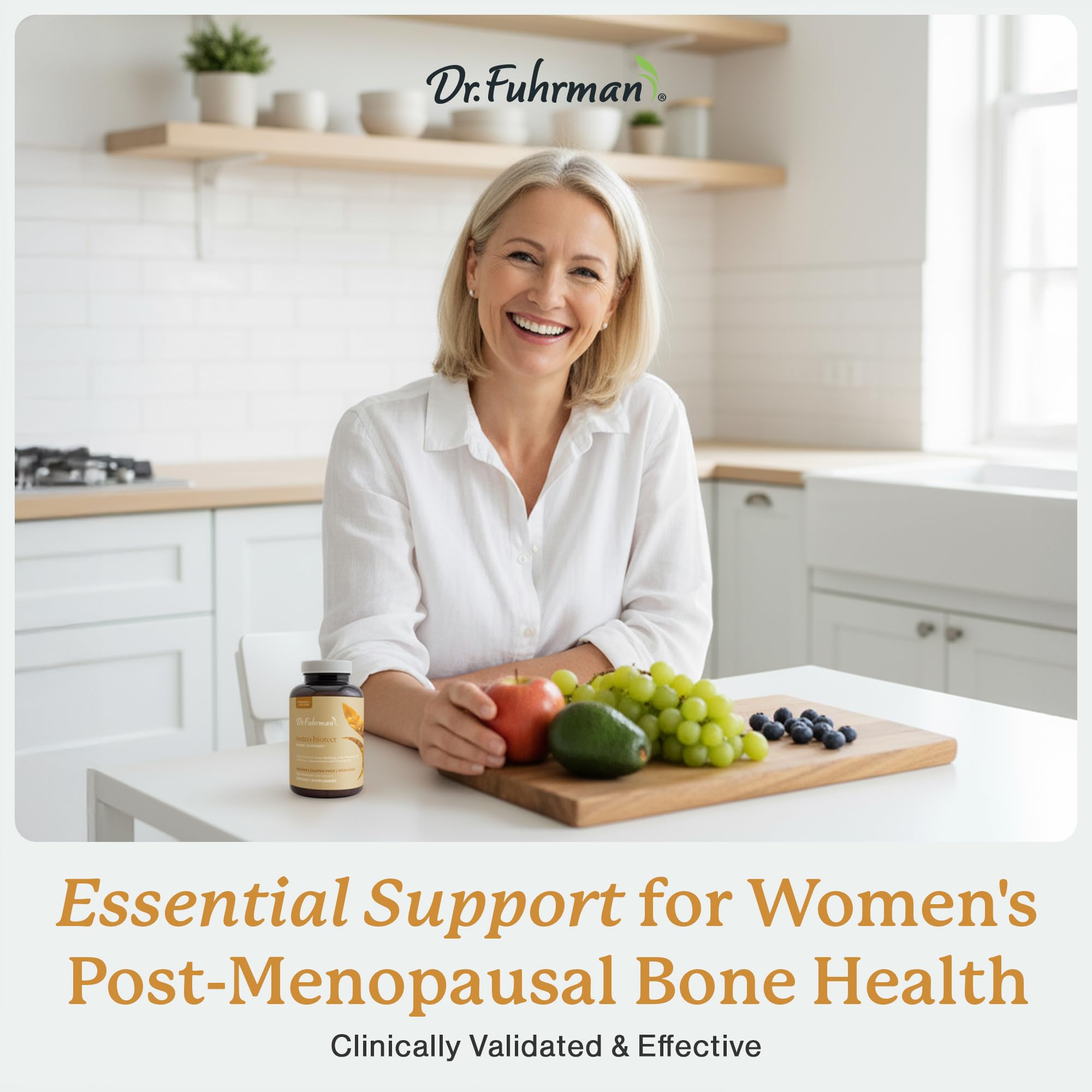 Dr. Fuhrman Osteo wholefood calcium demonstrates gentle absorption for daily wellness.
