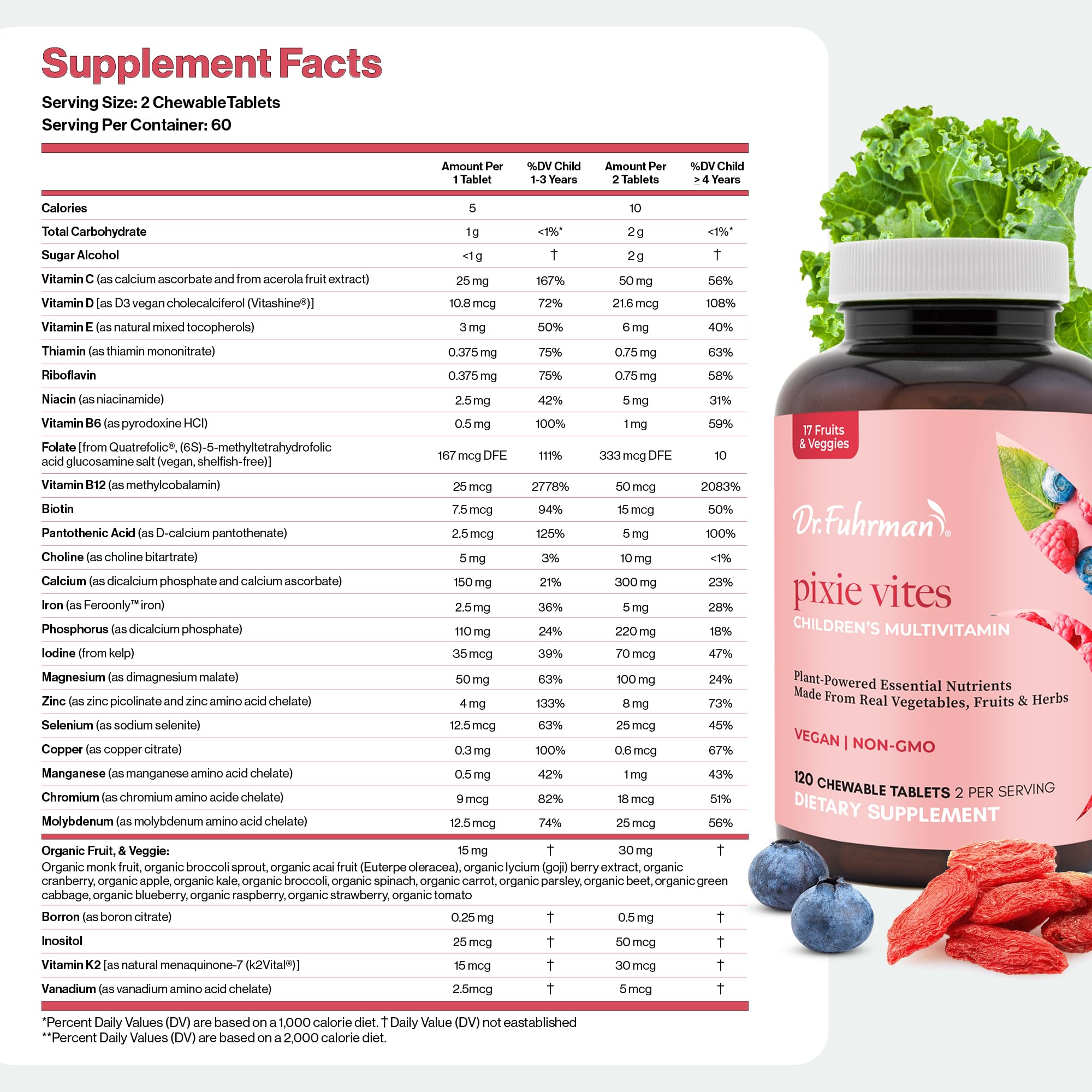 D3, B12, and zinc in Pixie Vites for growth and immune support