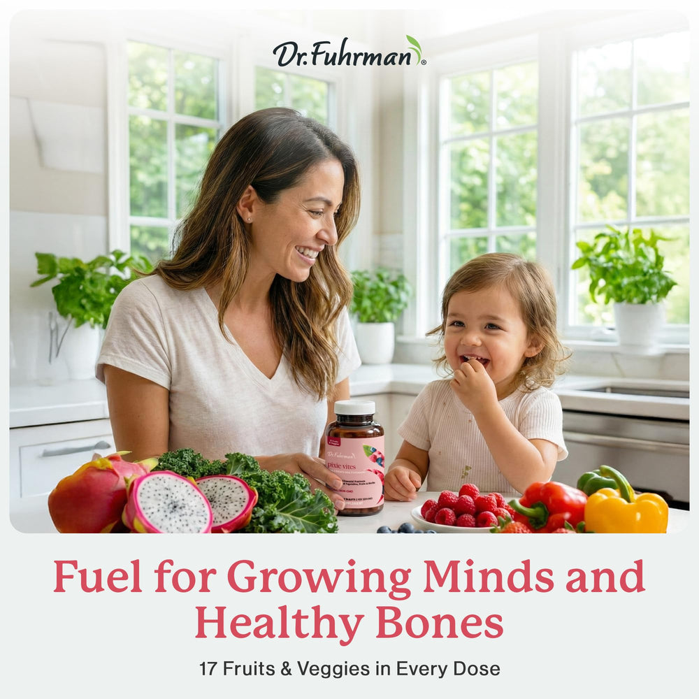 Organic fruits and vegetables blend in Pixie Vites for natural antioxidants
