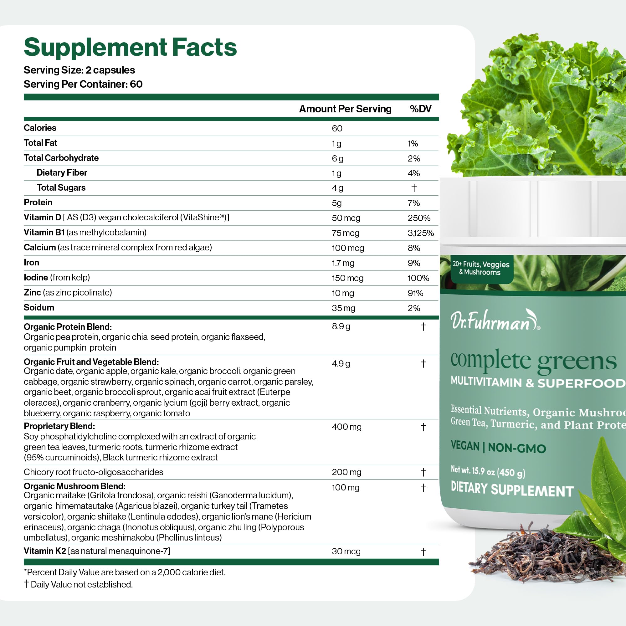 Dr. Fuhrman plant protein blend scoop highlighting gut health support.