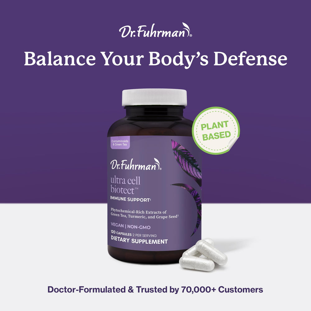 Dr. Fuhrman Ultra Cell Biotect capsules spread for convenient daily use.