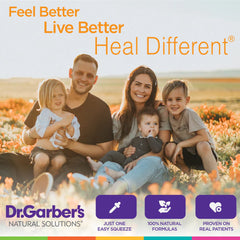 DR.GARBER'S Lung Health packaging and 60 ml bottle for on-the-go support.