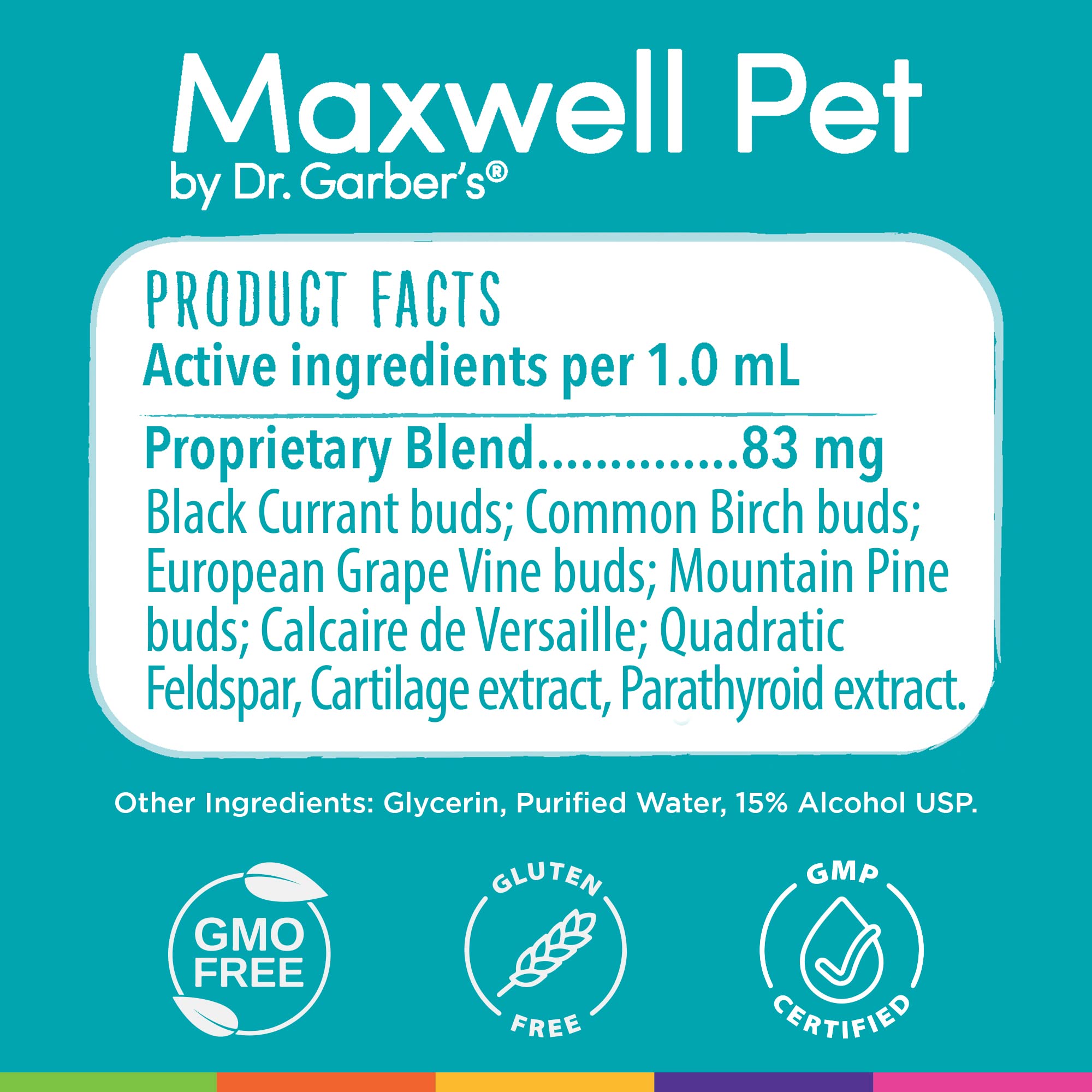 DR.GARBER'S Maxwell Pet hip & joint dropper-dosing demonstrates easy administration into food or mouth.