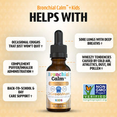 Dr. Green Mom Bronchial Calm Kids bottle pour demonstrates easy dosing.