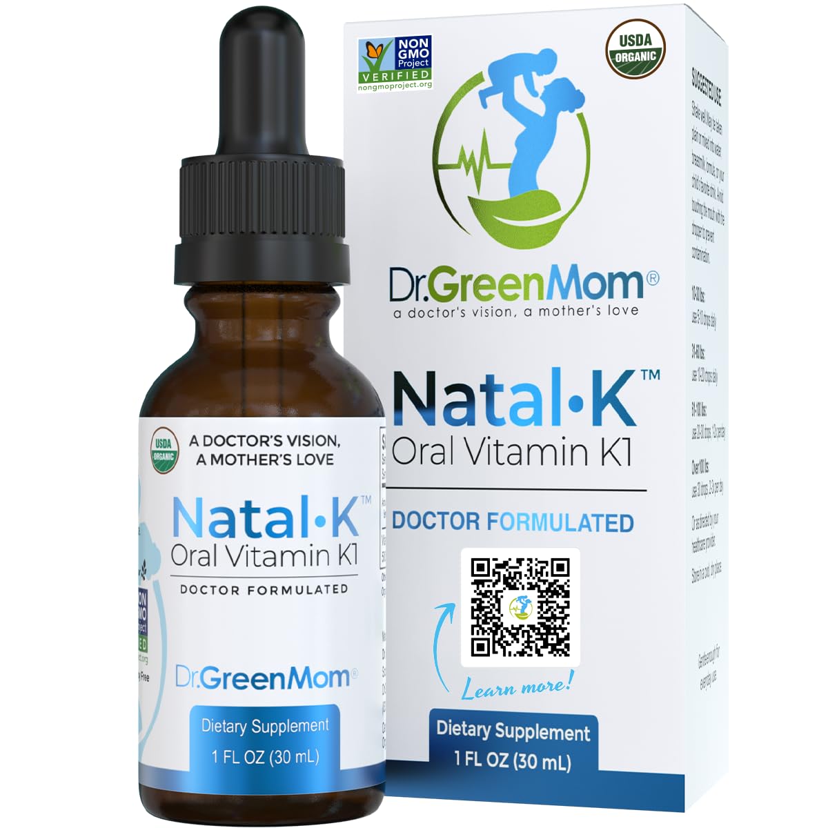 Dr. Green Mom Natal K Drops bottle for easy infant vitamin K1 supplementation at home