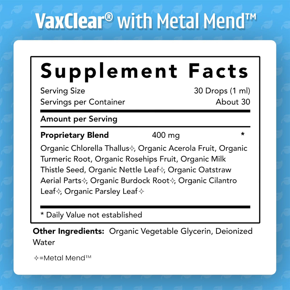 Dosing guidance card for Dr. Green Mom VaxClear for kids.