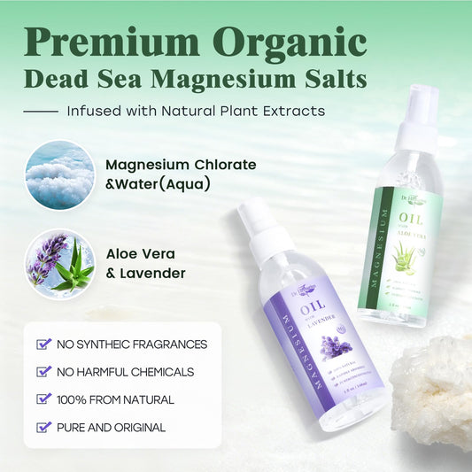 Dr.Herbarius magnesium spray applied to legs for targeted muscle relief.