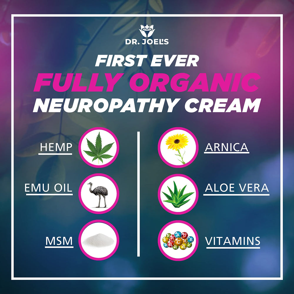 Hands applying Dr. JOEL'S Neuropathy Cream for soothing muscle and nerve comfort.