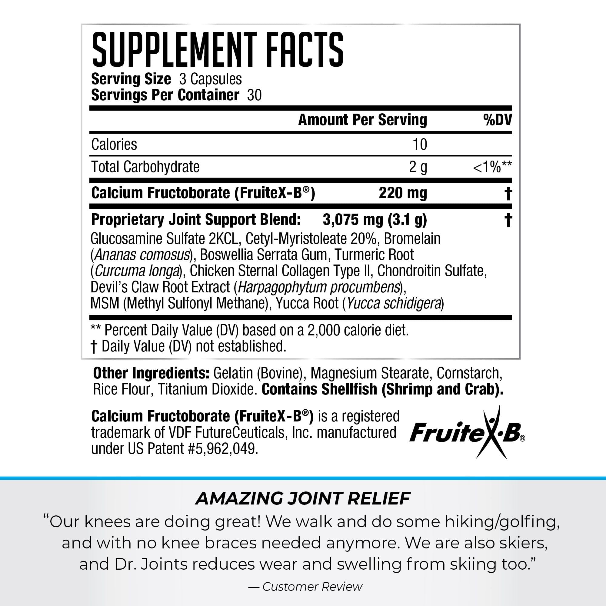 Dr. Joints Advanced cap close-up illustrating easy-to-swallow capsules for daily use