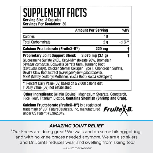 Dr. Joints Advanced cap close-up illustrating easy-to-swallow capsules for daily use