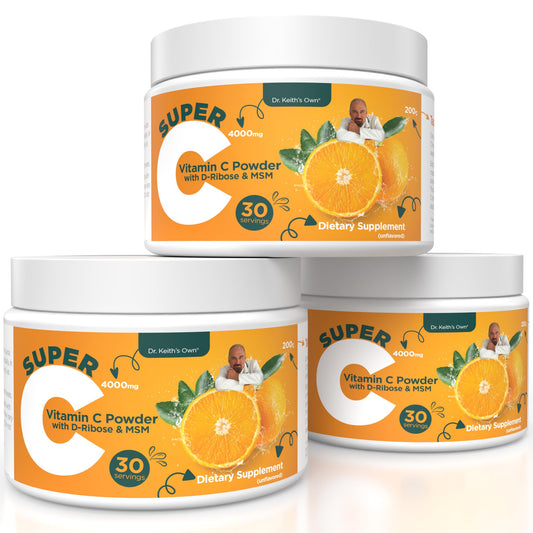 Dr. Keith's Own Super C bottle close-up for daily immune support