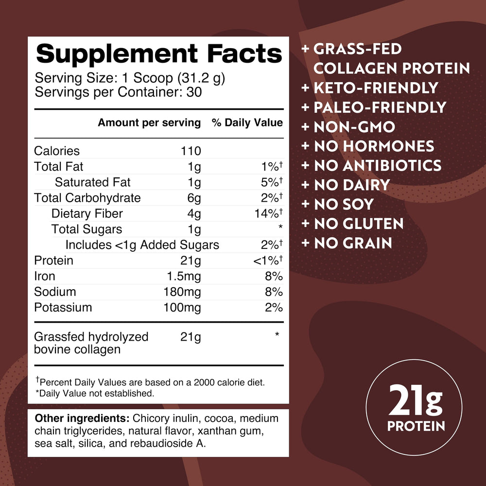 Pouring Dr. Kellyann Keto Bone Broth Protein Powder Chocolate into a glass.