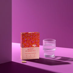 Dr. Kellyann Harmony packaging display in a wellness setting.