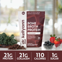 Dr. Kellyann Keto Bone Broth Protein Powder Chocolate dissolving in hot coffee for a creamy boost.