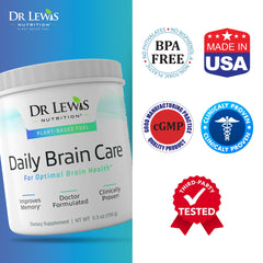 Dr Lewis Daily Brain Care aloe vera ingredient feature suggests gentle brain support.