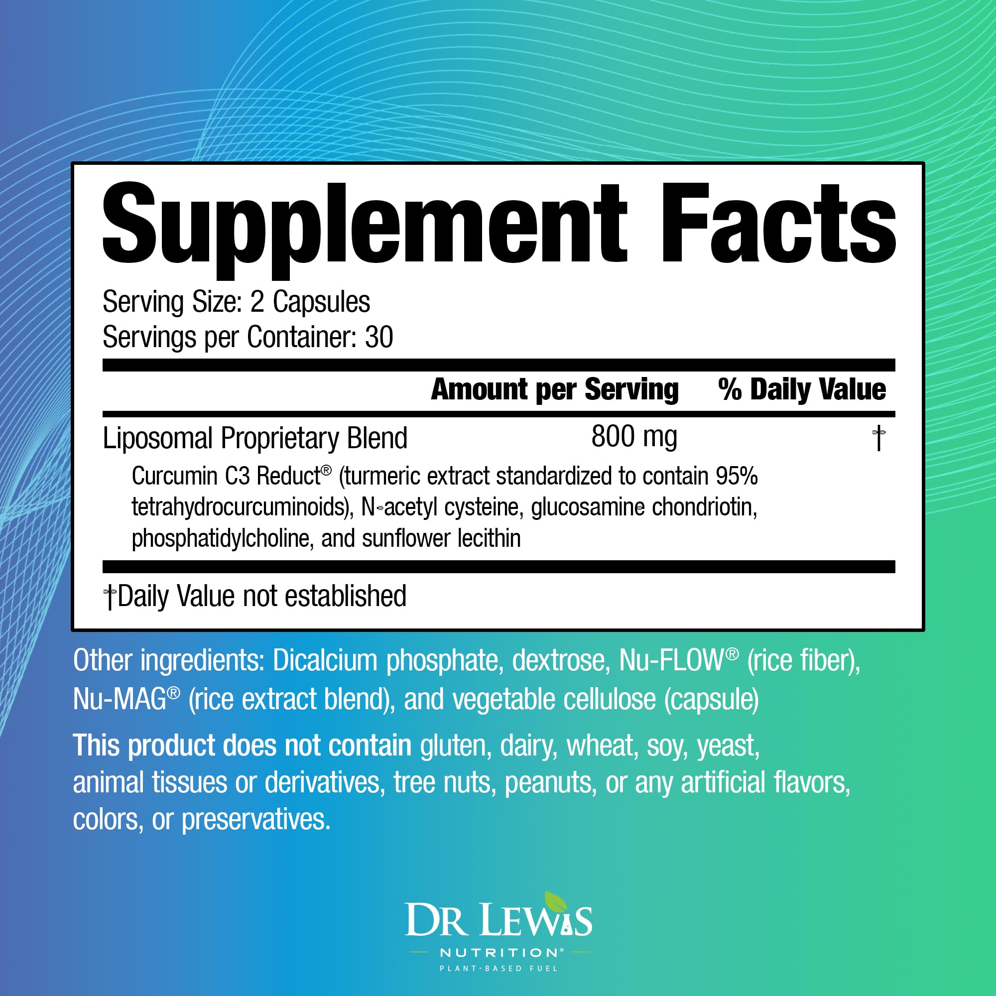 Dr Lewis Nutrition liposomal turmeric packaging highlighting premium formula.