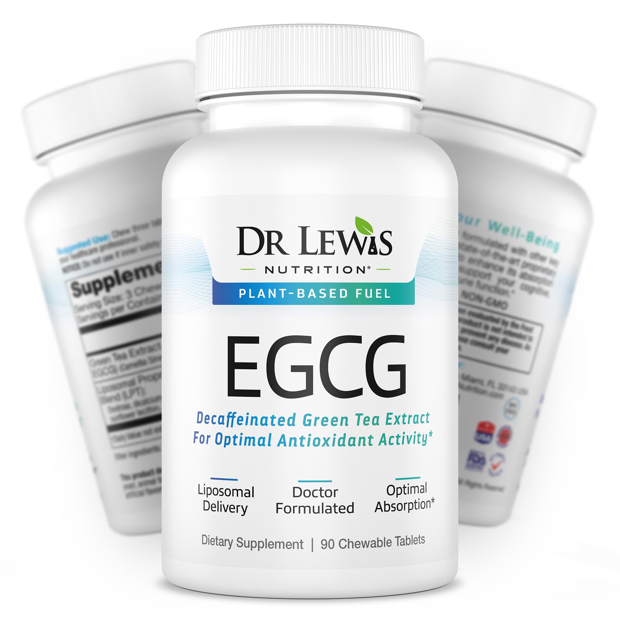 Dr Lewis Nutrition liposomal green tea EGCG tablet close-up for enhanced absorption.