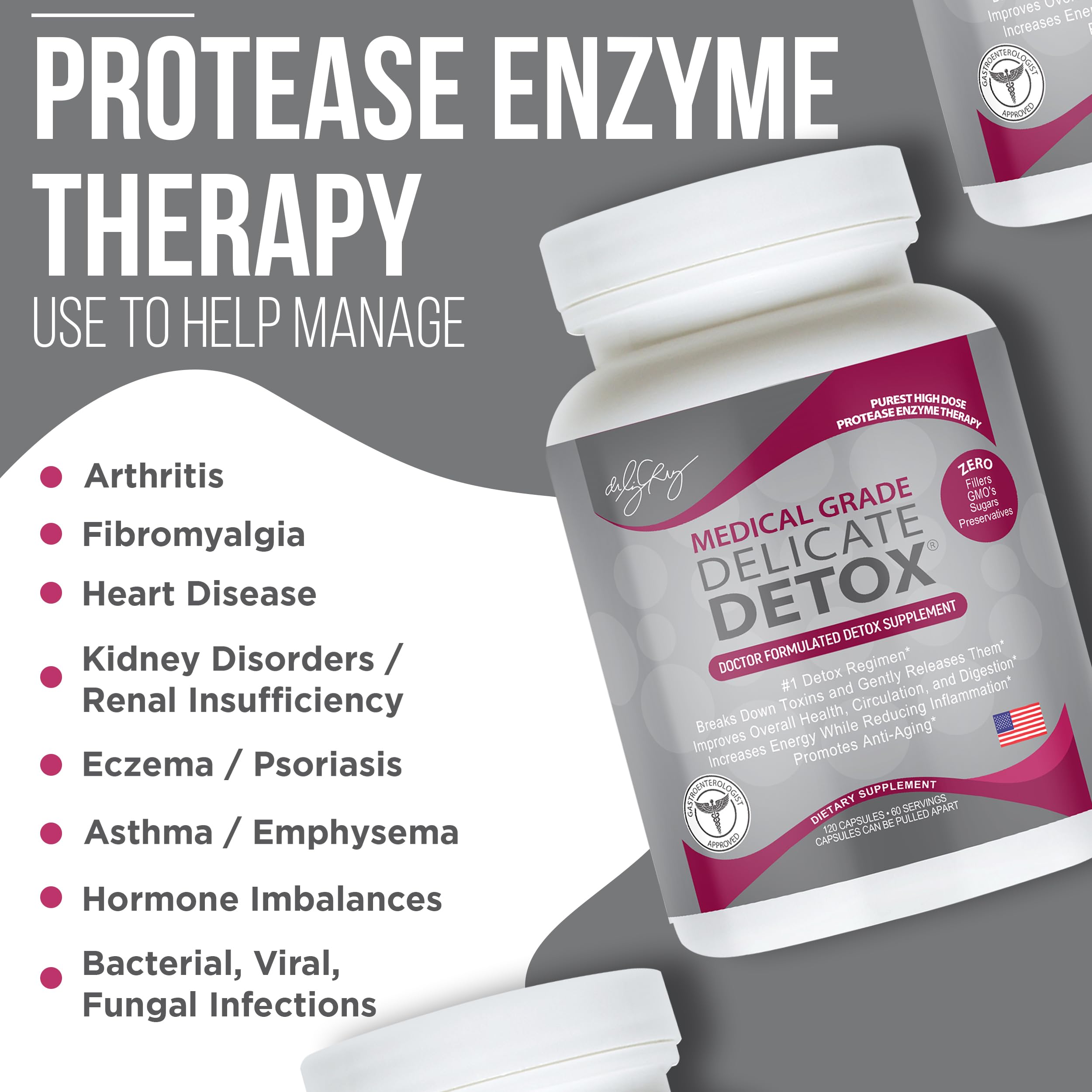 Capsules close-up reveals high-potency protease enzymes for daily detox support